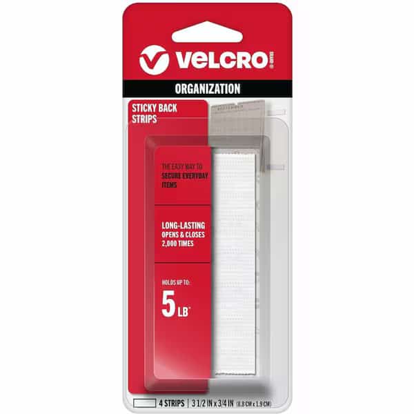 VELCRO Brand Sticky Back Small/Medium Nylon Hook and Loop Fastener 3-1/2 in. L 4 pk