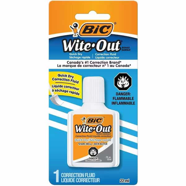 Bic Wite-Out Quick Dry Correction Fluid, Foam Applicator, 20 ml, White, 1 Pack