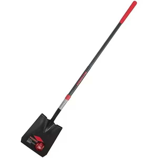 Square Point Shovel, 9-1/2 in W Steel Blade, Fiberglass Handle W/ Cushion Grip