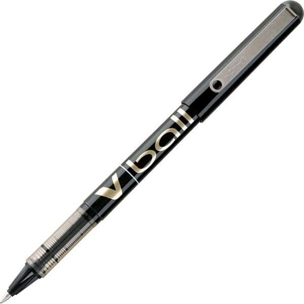 Pilot V Ball Rolling Ball Pen, Fine, 0.7mm, Black Barrel/Ink, Dozen