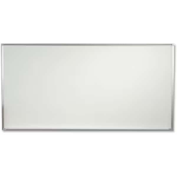 Dry Erase Board, Porcelain, 48 in, 96 in, Aluminum Frame, White, Gloss