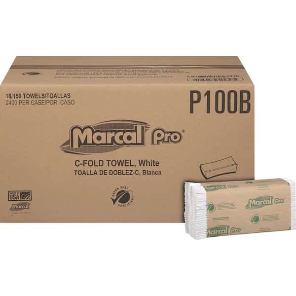 C-Fold Paper Towels, 1 Ply, 150 Sheets, White, 16 PK