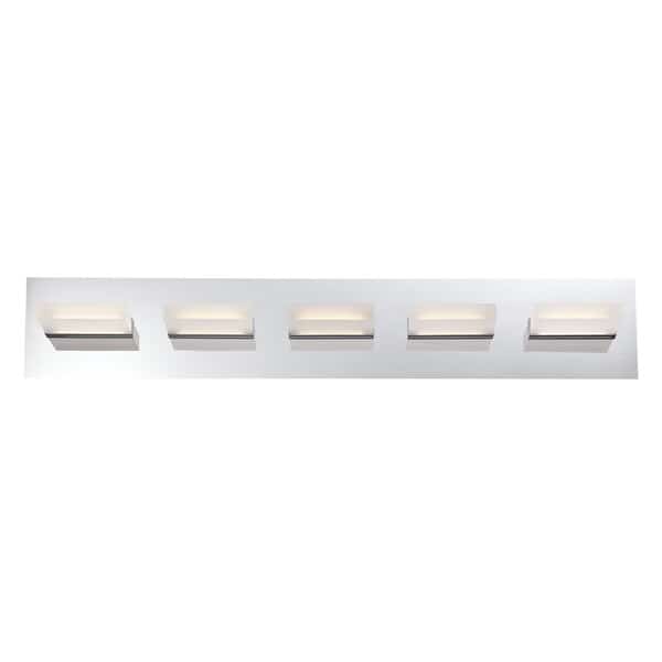 Olson Contemporary LED Bathbar, 5-Light, 1750 Lumens, Frosted/Chrome, Eurofase, Mfr#: 28022-015