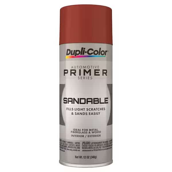 Paint Primer Sandable Primer; For Use On Metal/ Wood and Fiberglass; Red Oxide Primer; 12 Ounce