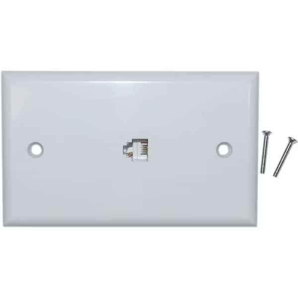Cable Wholesale 300-204WH 2 Line Telephone RJ11 4 Conductor Wall Plate; White