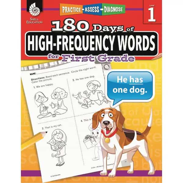 Shell Education 180 Days of High-Frequency Words Book, Grade 1
