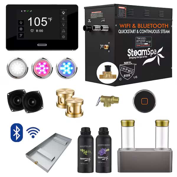 12kW QuickStart Steam Bath Generator with Dual Aroma Pump in Gold