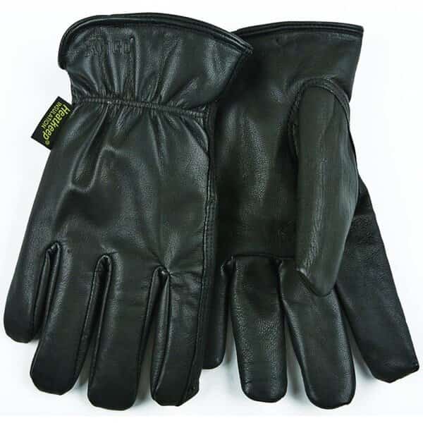Driver Gloves, Men's, L, 1014 in L, Keystone Thumb, EasyOn Cuff, Goatskin Leather, Black