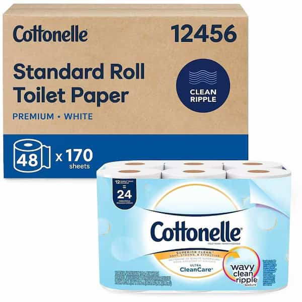 Cottonelle Ultra CleanCare Toilet Paper, 48 Rolls, 4 Packs of 12, 170 Sheets Per Roll