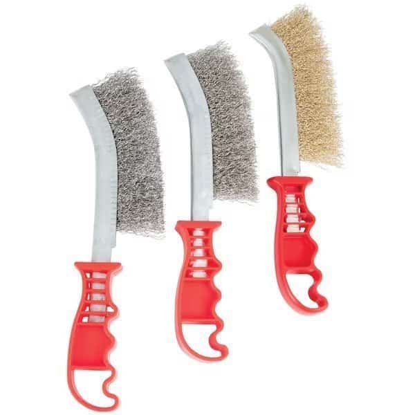 Wire Brush Hand Use; 201 Stainless/ Galvanized/ Brass; 33 Gauge 7/8 In Long Steel Bristles