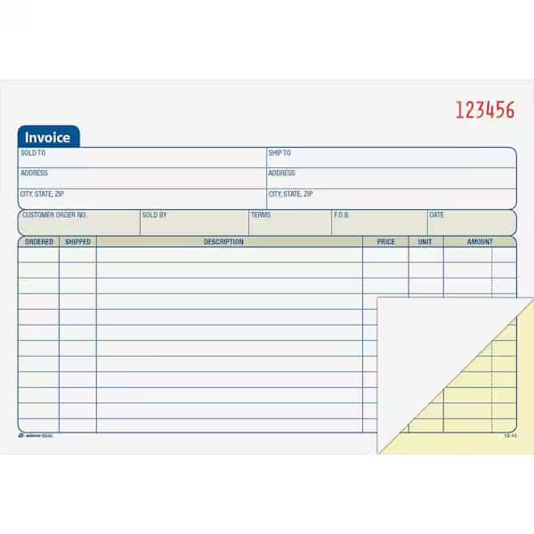 Invoice Book, 2-Part, Carbonless, 8-7/16x5-9/16in 50/BKin