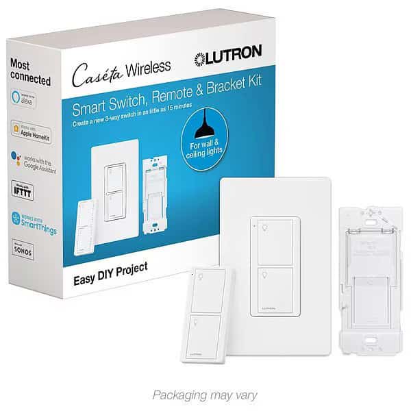 Smart Switch Remote Kit, White, Lutron, Mfr#: P-PKG1WS-WH