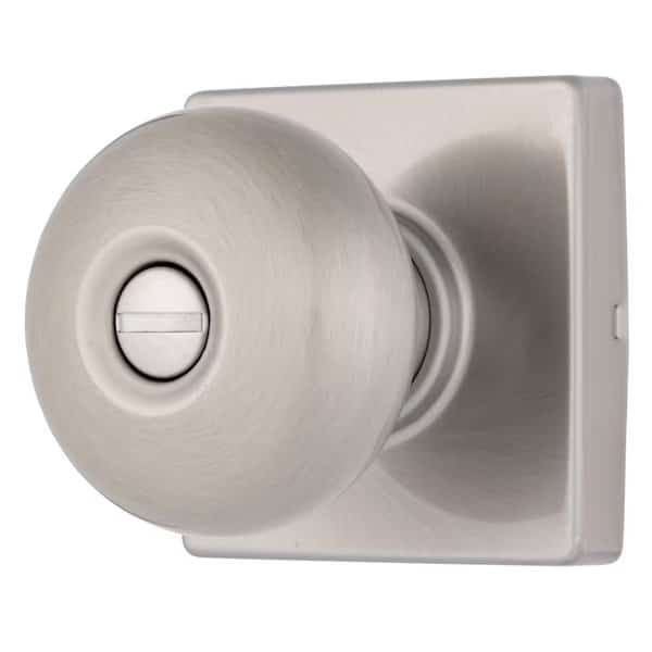 Mendocino Series Privacy Contemporary Ball Knob Square Rose Satin Nickel Finish