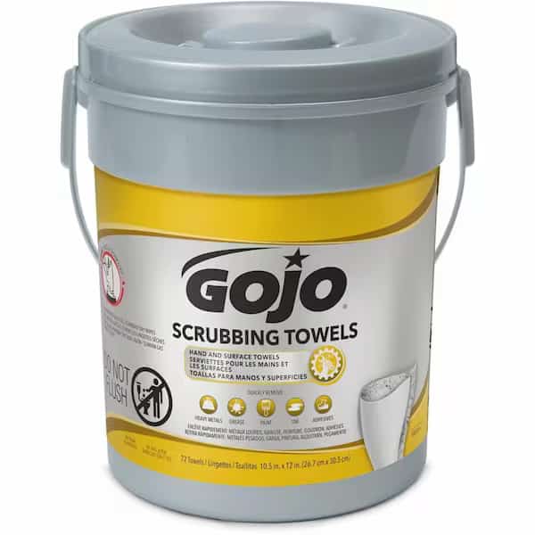 Hand and Surface Scrubbing Towels, Bucket, 72 Wipes per Container, Citrus, Moisturizing, Gray