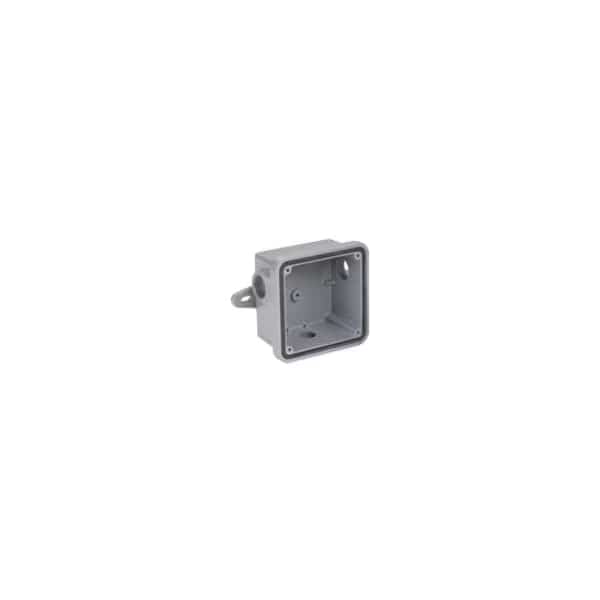Gasketed Weatherproof Back Box, 4.53 in W, 4.53 in H, 2.43 in Depth, Cast Aluminum, Gray