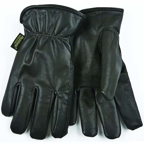 Driver Gloves, Men's, XL, 1014 in L, Keystone Thumb, EasyOn Cuff, Goatskin Leather, Black