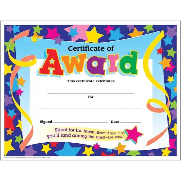Certificate of Award Colorful Classics Certificates, 30/Pack, PK6