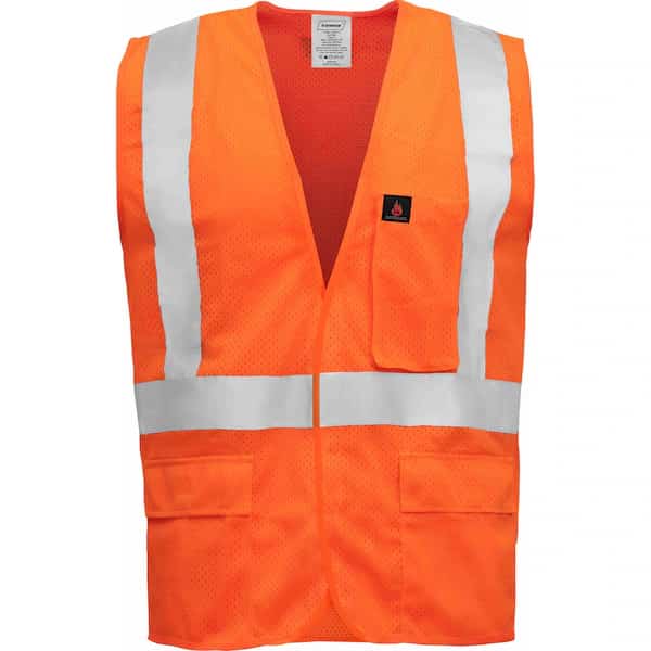 Hi-Vis FR Safety Vest 3XL Class 2 , Hook & Loop 5 Pockets