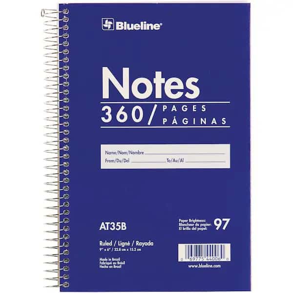 White Paper Wirebound Steno Pad, Blue