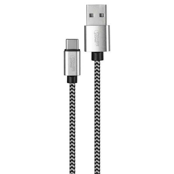 Charging Cable, Braided Cable  Aluminum, Black  White Braided Cable, 6 ft L
