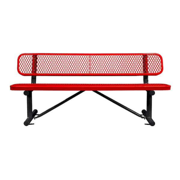 Bench/Back,Surface Mount,6ft.,Red, Mfr#: B6WBSM-RED, LEISURE CRAFT INC.