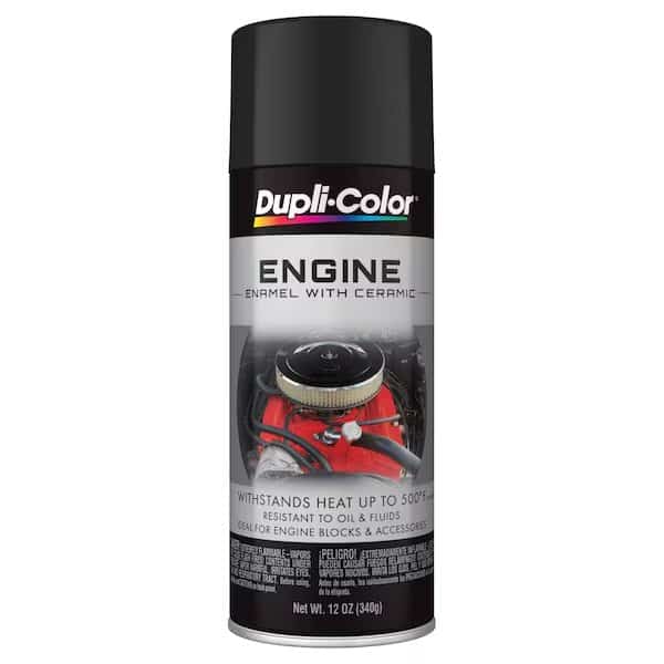Engine Paint Heat Resistant to 500 Degrees Fahrenheit; GM/ Chrysler Low Gloss Black; 12 Ounce