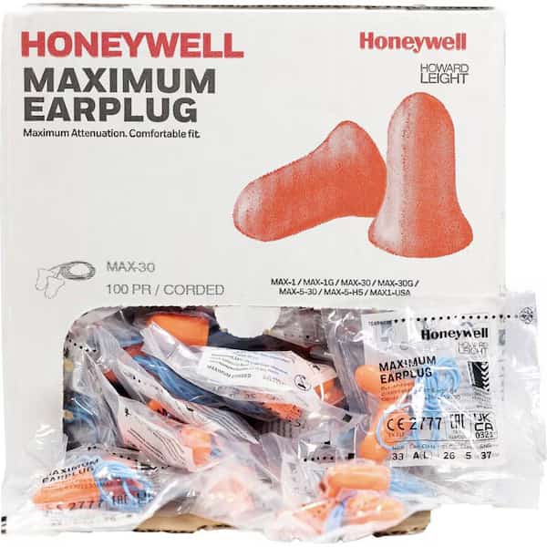 HowardLeig, Max-30 Single-Use Earplugs, Corded, 33nrr, Coral, 100 Pairs