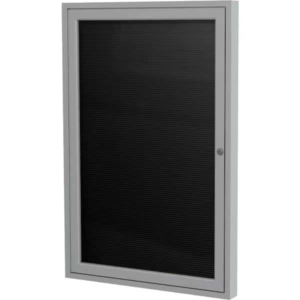 Ghent Enclosed Letter Board - Indoor - Flannel - Silver Frame - 24" W x 36" H - Black
