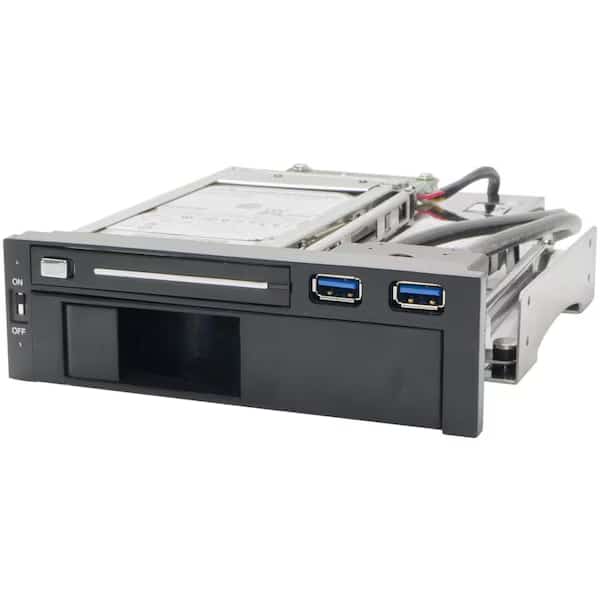 SYBA SY-MRA55006 5.25 in. Dual Bay Mobile Rack for both 2.5 in. and 3.25 in. SATA HDD Plus 2 USB 3.0 Ports