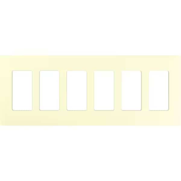 Designer Wall Plates, Number of Gangs: 6 Thermoset, Gloss Finish, Almond