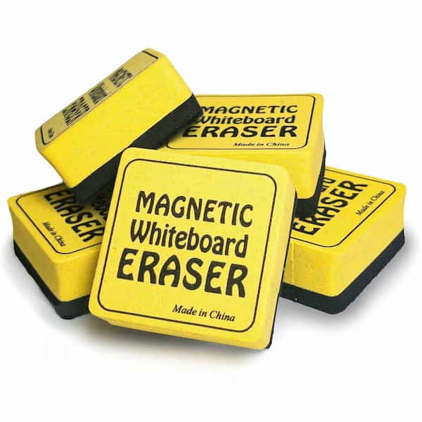 Magnetic Whiteboard Eraser, 2" x 2", Yellow, 12 Per Pack, PK2