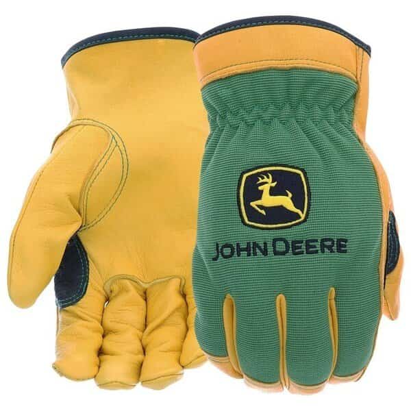 Gloves, Men's, 2XL, Keystone Thumb, Shirred Elastic Cuff, Spandex Back, GreenYellow