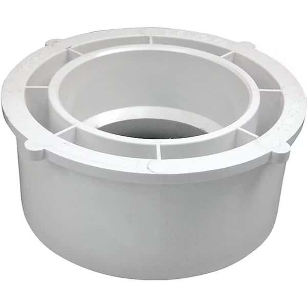 CANPLAS Reducing Pipe Bushing, 6 x 4 in, Spigot x Hub, PVC, White