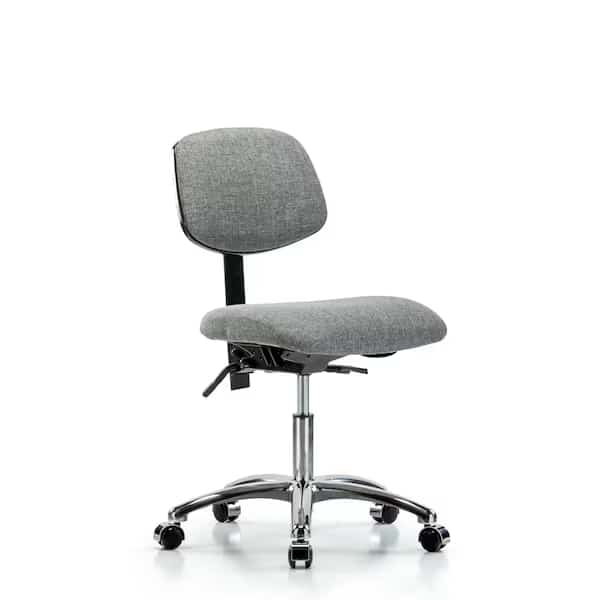 Desk Chair Desk Chair, Fabric, Chr Tilt Casters, Gry, No Arms, 19" to 24" Height, Fabric, Grey