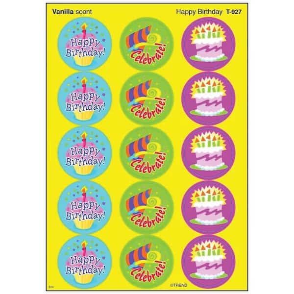 Happy Birthday/Vanilla Stinky Stickers, PK360