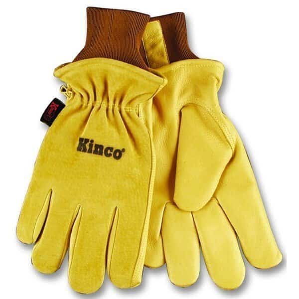 Protective Gloves, Men's, L, 13 in L, Keystone Thumb, Knit Wrist Cuff, Pigskin Leather, Gold