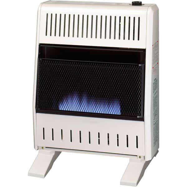 Natural Gas Ventless Blue Flame Heater with Base Feet, 20,000 BTU, T-Stat Control