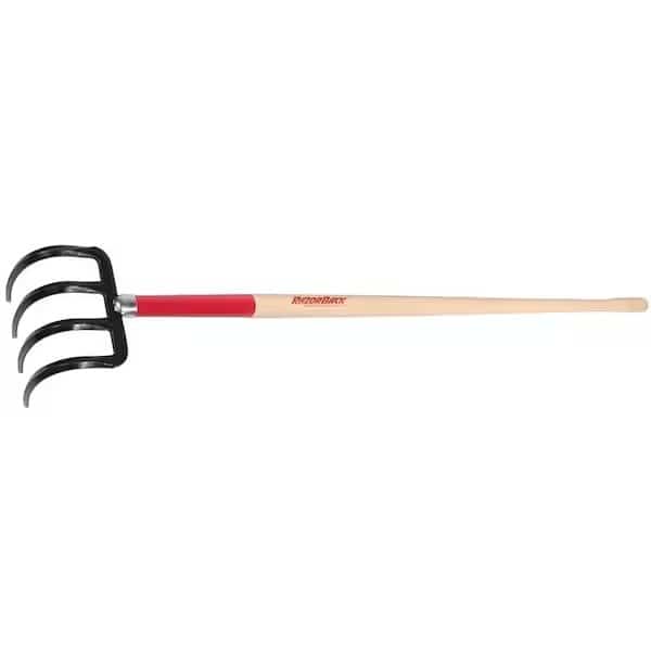 Potato Hook, 634 in W, 5788 in L, 712 in L Tine, 4 Tine, 8 in Ferrule, Hardwood Handle