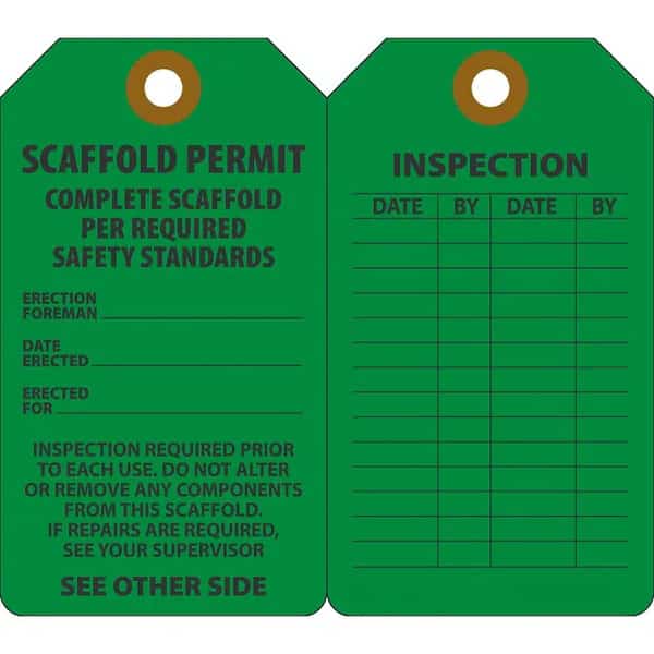 Scaffold Status Tag, 5-1/4"Hx3-1/4"W, PK25