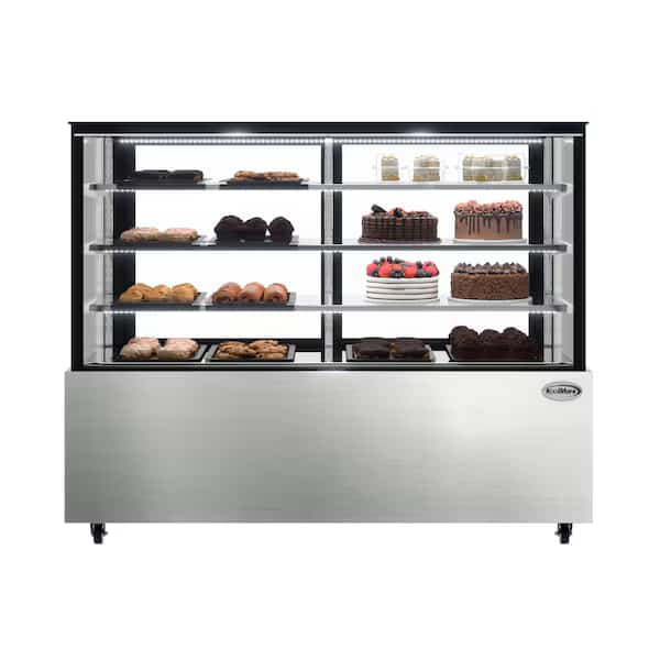 Refrigerated Bakery Display Case for Cakes, Pies, Pastries, 71 in Stainless Steel Frame, Glass Front