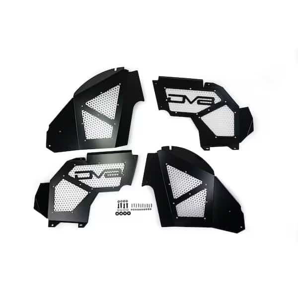 Solid and Perforated Design, With DV8 Logo, Powder Coated, Black, Aluminum, Set Of 2