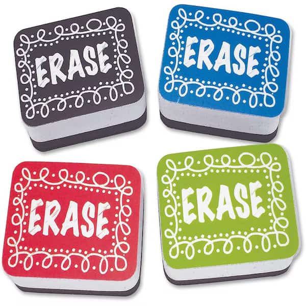 Non-Magnetic Mini Whiteboard Erasers, Chalk Loop, 10 Per Pack, PK3
