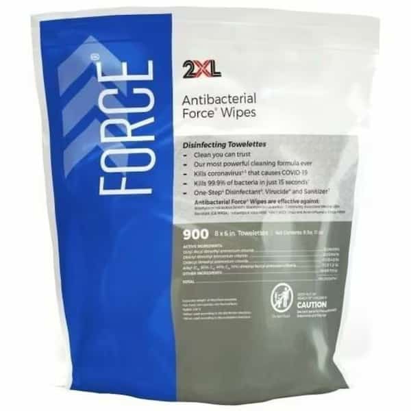 Antibacterial Force Wipes, Bag, Unscented, White, 4 PK