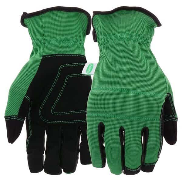 Breathable, HighDexterity, SlipOn Padded Knuckle Work Gloves, Unisex, M, Reinforced Thumb, Green