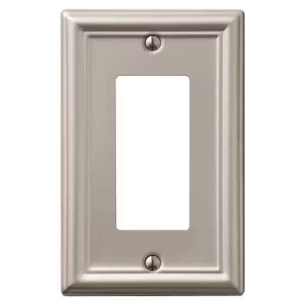 Chelsea Wallplate, 478 in L, 318 in W, 1 Gang, Steel, Brushed Nickel