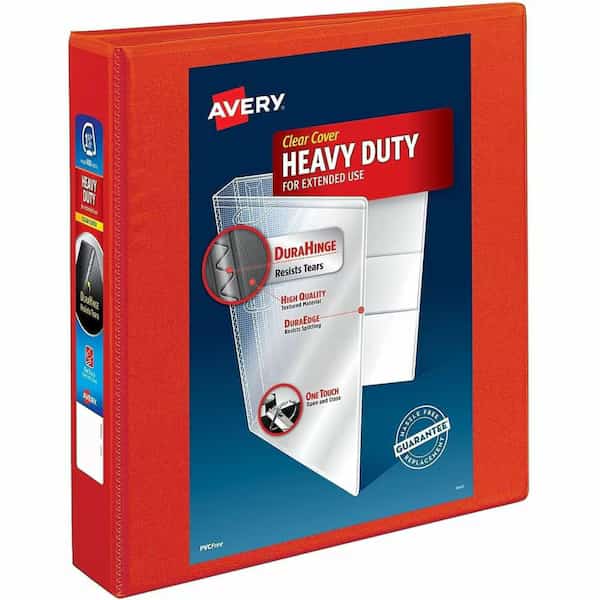 Avery Heavy-Duty View Binder with One Touch EZD Rings, 1 1/2" Capacity, Red