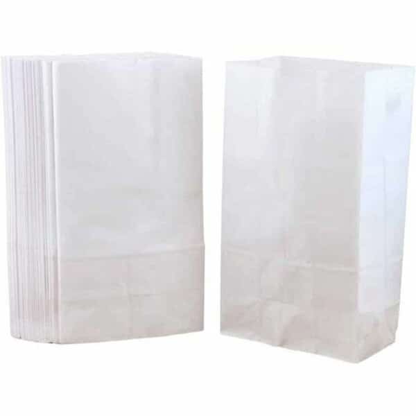 Large Gusseted Paper Bags, 6in x 3.5in x 11in, White, PK100