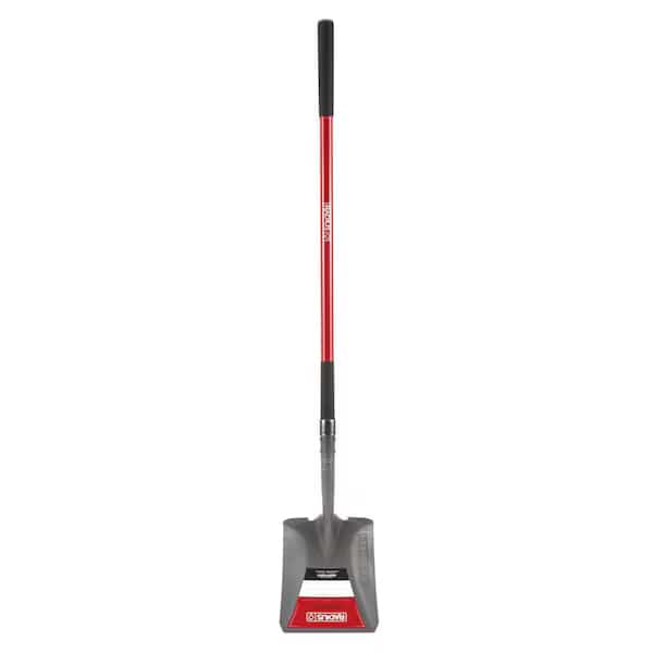 Premium Long Handle Square-Point Shovel, Fiberglass Shaft