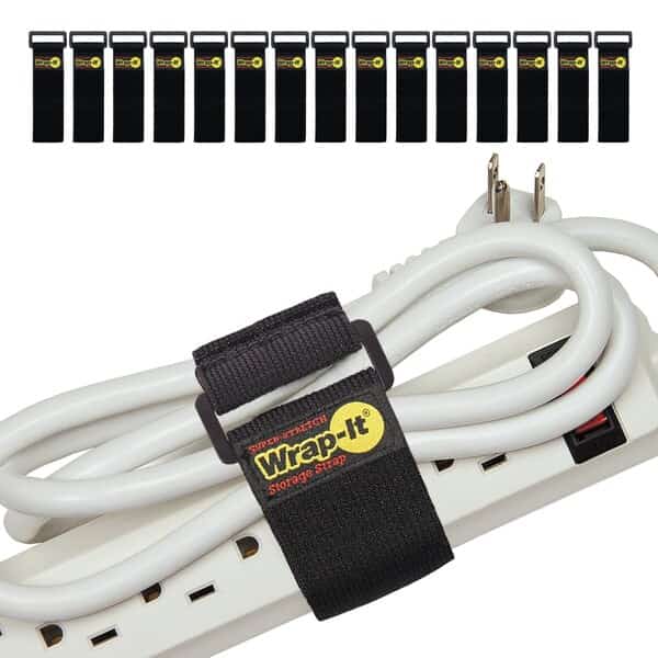 Back-to-Back Strap, No Adhesive, 9 in, 1 in Wd, Black, 10 PK