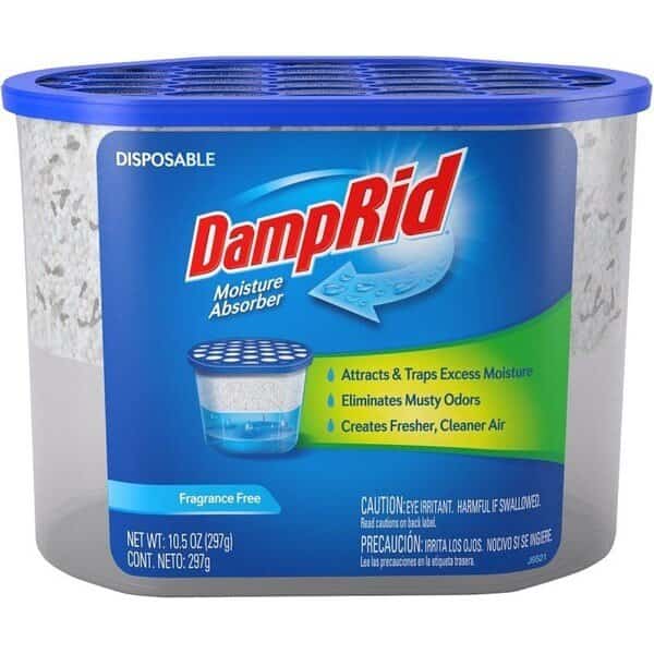 DampRid FG100 Fragrance-Free Disposable Moisture Absorber, Solid, 10.5 oz Tub